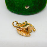 9ct Yellow Gold, Fox Mask & Horseshoe Charm Pendant Vintage c1970