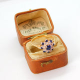 14ct Yellow Gold, Spinel & CZ Floral Cluster Ring Vintage c1990 Birmingham