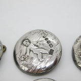 Victorian Set of Sterling Silver Cherub Classical Buttons 1899 London Antique