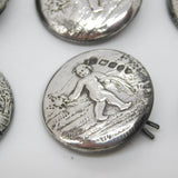 Victorian Set of Sterling Silver Cherub Classical Buttons 1899 London Antique