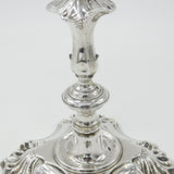 George II Sterling Silver Cast Candlestick Quatrefoil Base Antique 1750 London by William Gould
