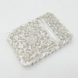 Victorian Indian Sterling Silver Floral Pattern Card Case Antique c1860