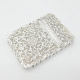 Victorian Indian Sterling Silver Floral Pattern Card Case Antique c1860