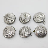 Victorian Set of Sterling Silver Cherub Classical Dress Buttons 1899 Antique