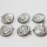 Victorian Set of Sterling Silver Cherub Classical Dress Buttons 1899 Antique