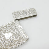 Victorian Indian Sterling Silver Floral Pattern Card Case Antique c1860