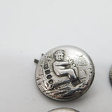 Victorian Set of Sterling Silver Cherub Classical Dress Buttons 1899 Antique
