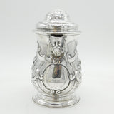 George II Sterling Silver Large Floral Lidded Tankard Antique 1758 London