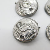 Victorian Set of Sterling Silver Cherub Classical Dress Buttons 1899 Antique