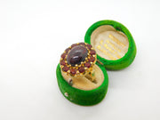 9ct Yellow Gold Cabochon Bohemian Garnet Floral Cluster Ring Vintage c1970