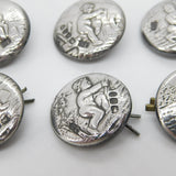 Victorian Set of Sterling Silver Cherub Classical Dress Buttons 1899 Antique