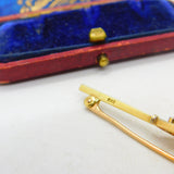 Edwardian 15ct Gold, Amethyst & Diamond Bar Brooch Antique c1910