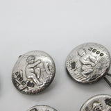 Victorian Set of Sterling Silver Cherub Classical Dress Buttons 1899 Antique