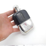 Sterling Silver & Leather Hip Flask & Stirrup Cup Antique 1933 Sheffield Art Deco