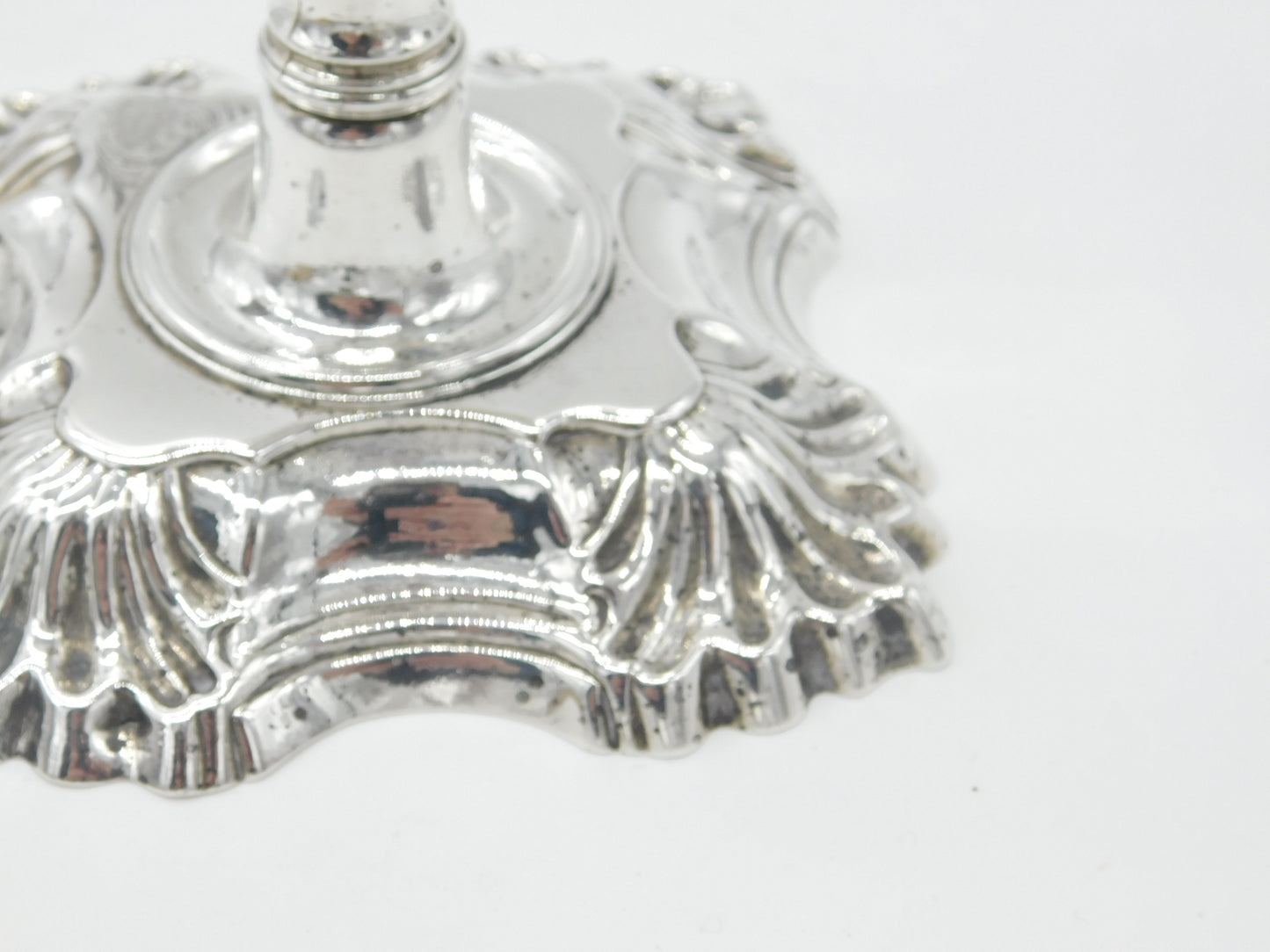 George II Sterling Silver Cast Candlestick Quatrefoil Base Antique 1750 London by William Gould