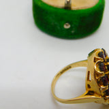9ct Yellow Gold Cabochon Bohemian Garnet Floral Cluster Ring Vintage c1970