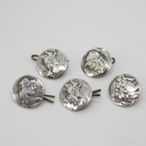 Victorian Set of Sterling Silver Mythical God Pattern Buttons 1900 Antique