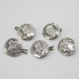 Victorian Set of Sterling Silver Mythical God Pattern Buttons 1900 Antique