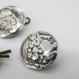 Victorian Set of Sterling Silver Mythical God Pattern Buttons 1900 Antique