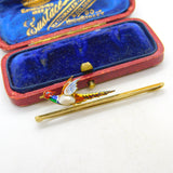 Victorian 15ct Gold, Enamel & Baroque Pearl Pheasant Brooch Pin Antique c1890