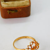 9ct Yellow Gold White Spinel Set Floral Dress Ring 1986 Birmingham Vintage
