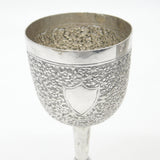 Pair of Victorian Kutch Indian Sterling Silver Wine Goblets Antique c1860