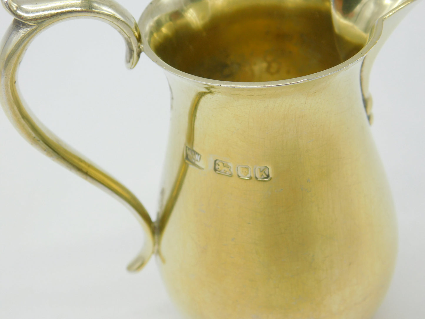 Mappin & Webb Sterling Silver Gilt Cream Jug Antique 1945 London Art Deco