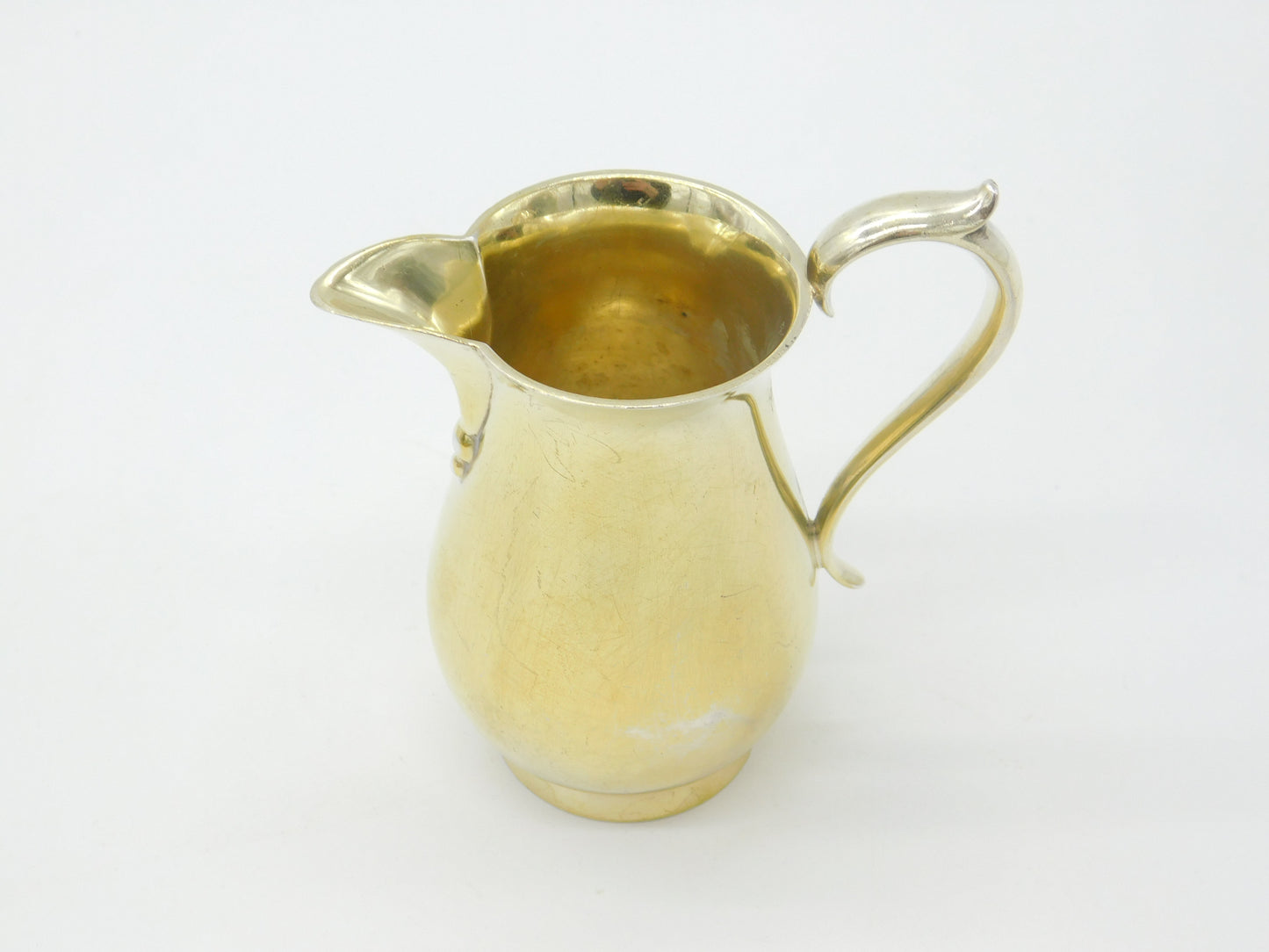 Mappin & Webb Sterling Silver Gilt Cream Jug Antique 1945 London Art Deco