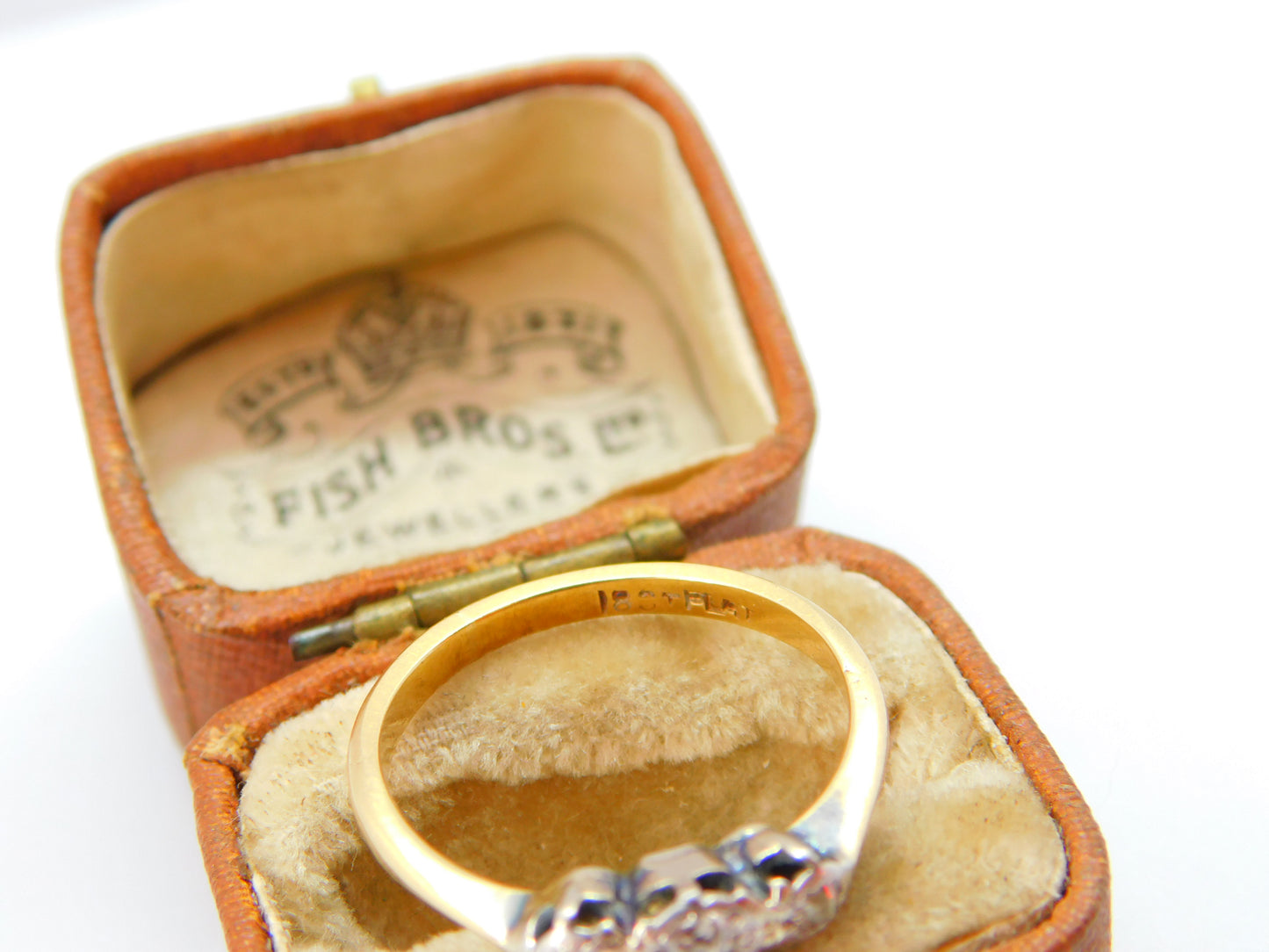 Victorian 18ct Yellow Gold & 0.2ct Diamond Three-Stone Ring c1900 Antique