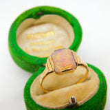 9ct Yellow Gold & Opal Set Signet Ring Vintage 1960 Birmingham