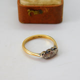 Victorian 18ct Yellow Gold & 0.2ct Diamond Three-Stone Ring c1900 Antique