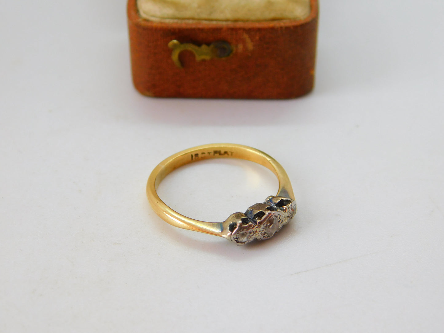 Victorian 18ct Yellow Gold & 0.2ct Diamond Three-Stone Ring c1900 Antique