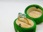 9ct Yellow Gold, Emerald & Diamond Crossover Ring Vintage 1988 London