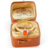 9ct Yellow Gold, Fire Opal & Diamond Set Band Ring Vintage c1990 London