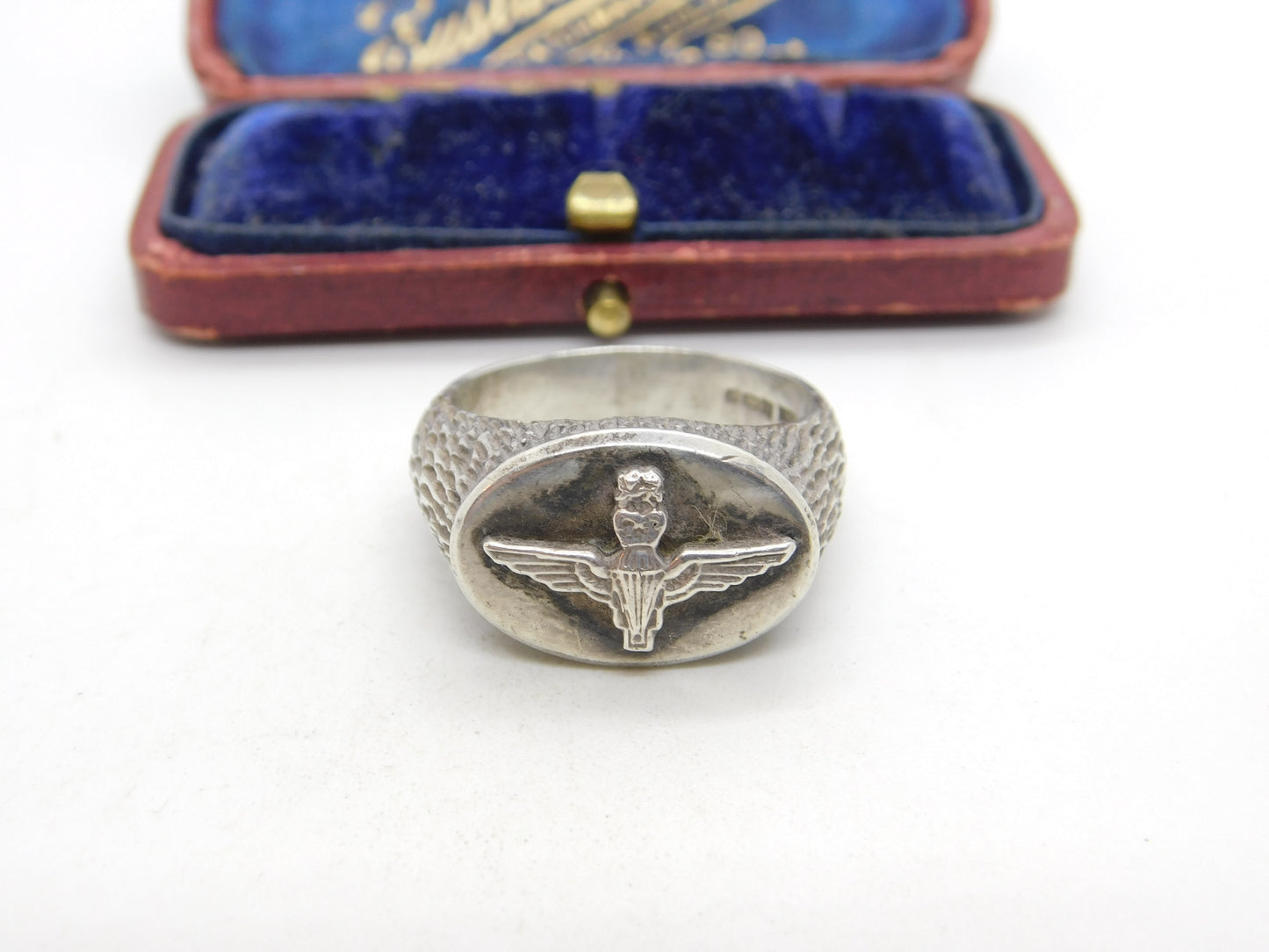 Sterling Silver British Parachute Regiment Paras Signet Ring 1993 Birmingham