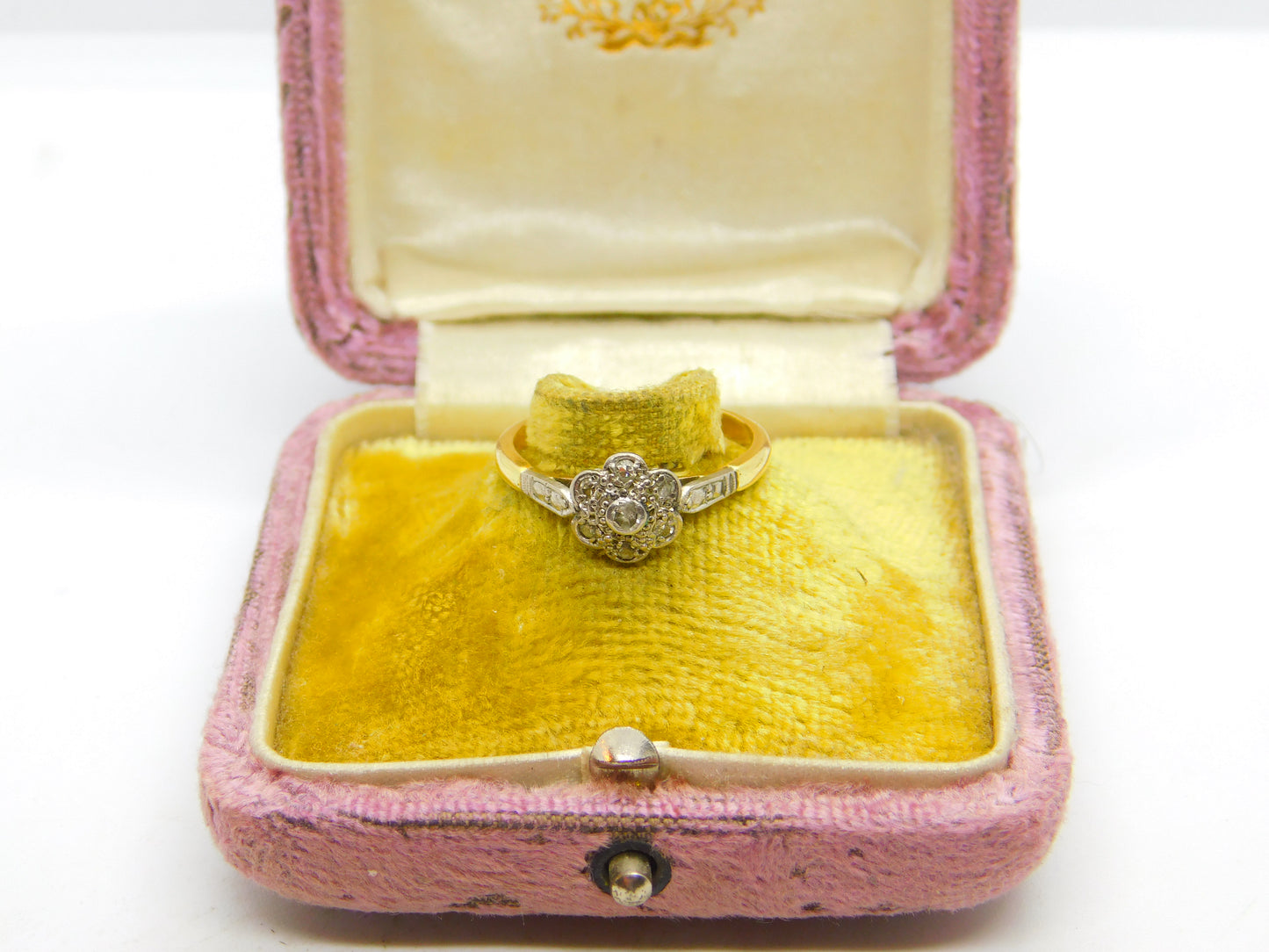 Victorian 18ct Yellow Gold Diamond Set Daisy Floral Cluster Ring c1880 Antique