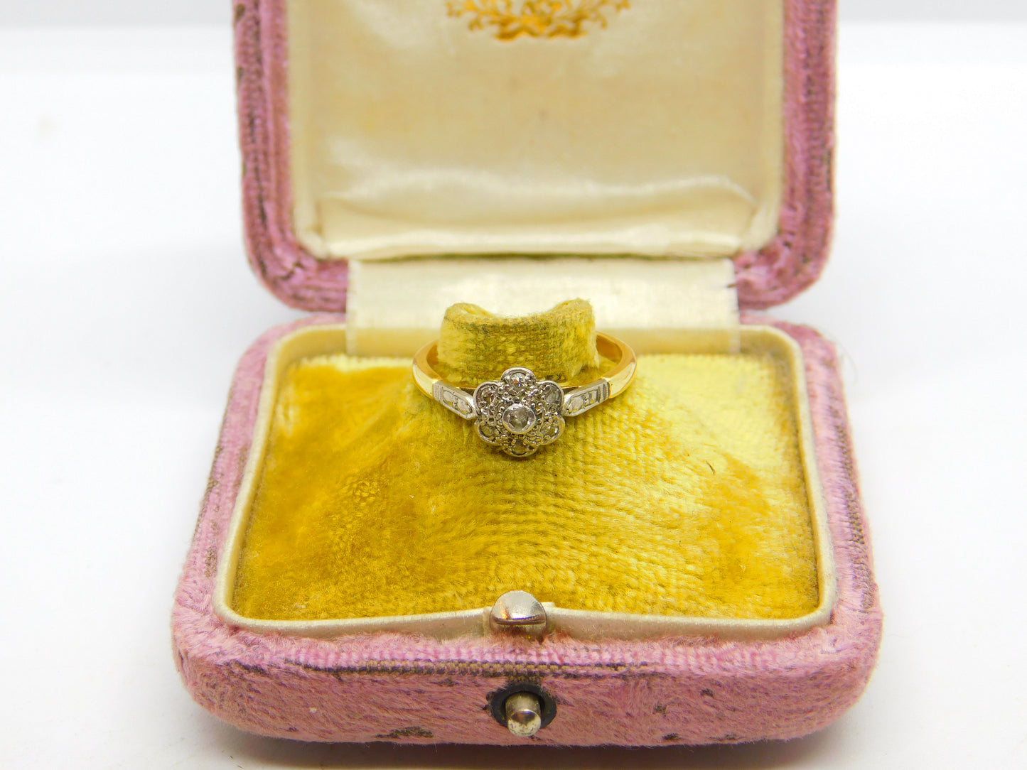 Victorian 18ct Yellow Gold Diamond Set Daisy Floral Cluster Ring c1880 Antique