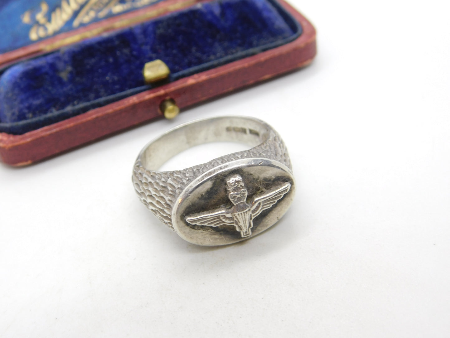 Sterling Silver British Parachute Regiment Paras Signet Ring 1993 Birmingham