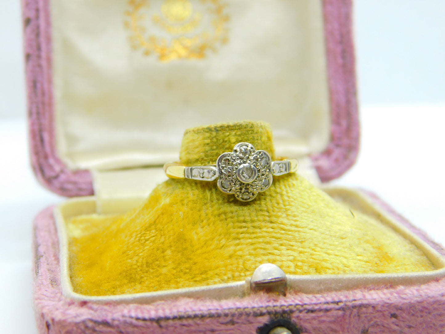 Victorian 18ct Yellow Gold Diamond Set Daisy Floral Cluster Ring c1880 Antique