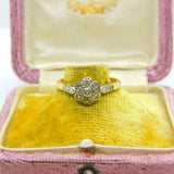 Victorian 18ct Yellow Gold Diamond Set Daisy Floral Cluster Ring c1880 Antique