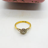 Victorian 18ct Yellow Gold Diamond Set Daisy Floral Cluster Ring c1880 Antique