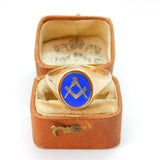 9ct Gold, Blue Enamel Masonic Spinning Secret Symbol Ring 1972 Birmingham