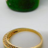14ct Yellow Gold Green & White Paste Set Boat Ring Vintage 1999 London
