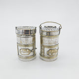 Victorian Pair Novelty Silver Plated Post Box Salt & Pepper Shakers Antique 1880
