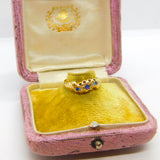 Victorian 18ct Yellow Gold, Sapphire & Diamond Boat Ring Birmingham c1890