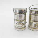 Victorian Pair Novelty Silver Plated Post Box Salt & Pepper Shakers Antique 1880