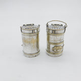 Victorian Pair Novelty Silver Plated Post Box Salt & Pepper Shakers Antique 1880