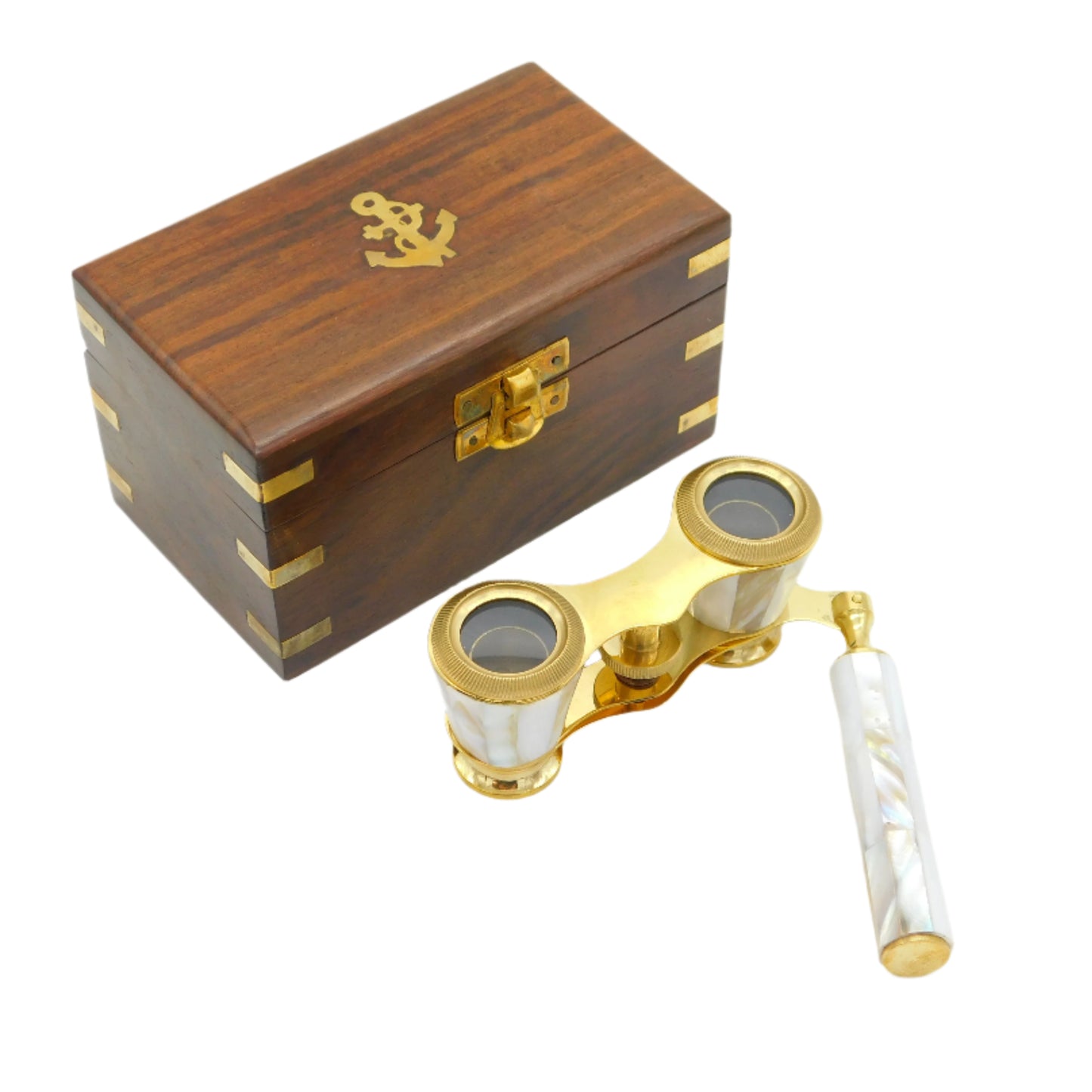 19th Century Mother of Pearl & Brass Naval Opera Glasses Antique c1890