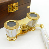 19th Century Mother of Pearl & Brass Naval Opera Glasses Antique c1890