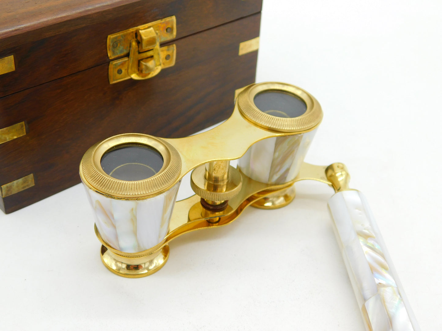 19th Century Mother of Pearl & Brass Naval Opera Glasses Antique c1890